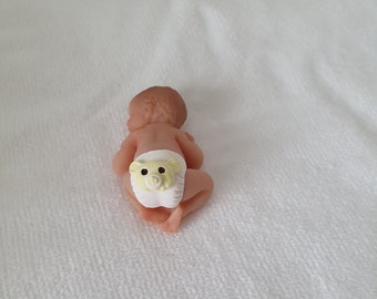 Handmade polymer clay fimo baby teddy cake topper baby shower, dolls house 1 :12 scale