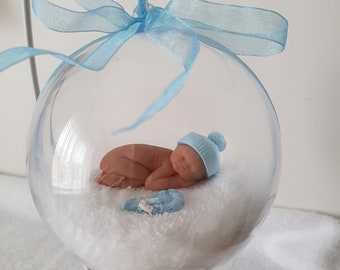 Handmade Ooak polymer fimo  clay  baby boy,  bauble baby shower gift