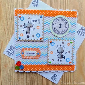 Handmade Robot Card, Kids, Boys, Girls, Birthday, Personalised, For any Occasion!