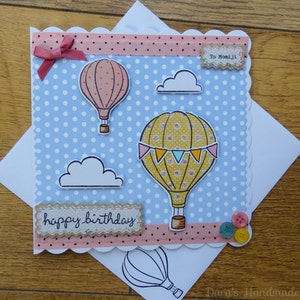 Handmade Hot Air Balloon Card, Personalised, Birthday, Thank You, Get Well Soon, Good Luck, For any Occasion!