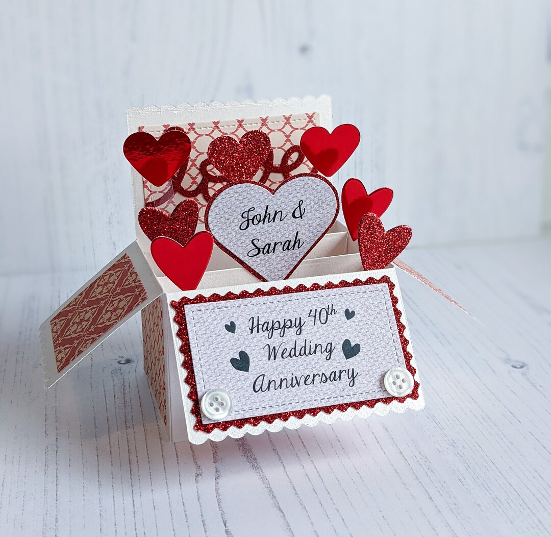 Handmade 40th Ruby Wedding Anniversary Red Pop up Box Card - Etsy