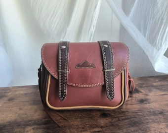 Rust brown leather messenger bag