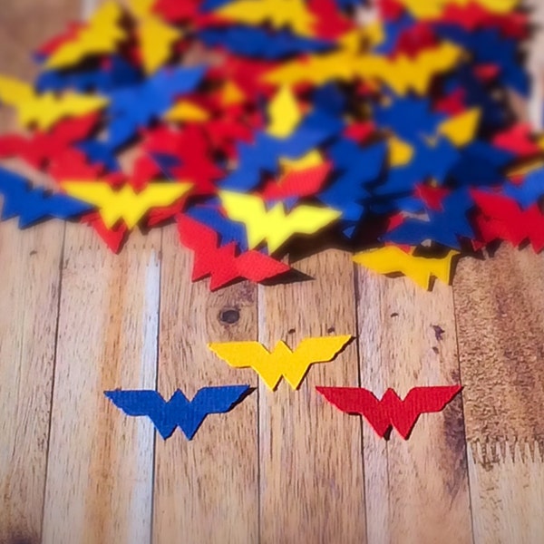 Wonder Woman theme Confetti  / Wonder Woman confetti / table decorations / Batman confetti / party confetti  / Superhero confetti / Yelllow