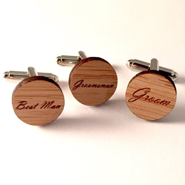 Wooden laser cut WEDDING cuff links