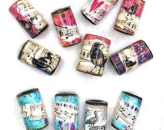 Music collage paper bead, 1 per package