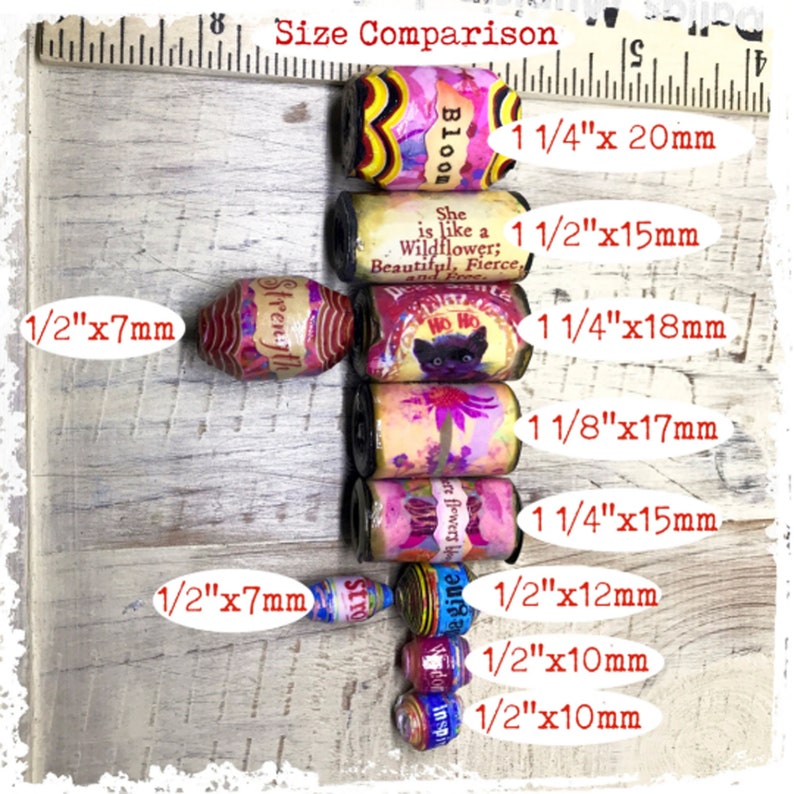 Wildflower bead, rustic garden theme word bead, blessingsway, shabby chic tube bead, boho paper bead image 8