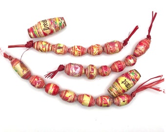 Pink orange yellow flower bead strands, dream trust large word beads