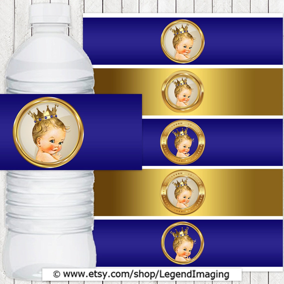 Royal Blue and Gold Prince Water Bottle Labels Blonde Etsy