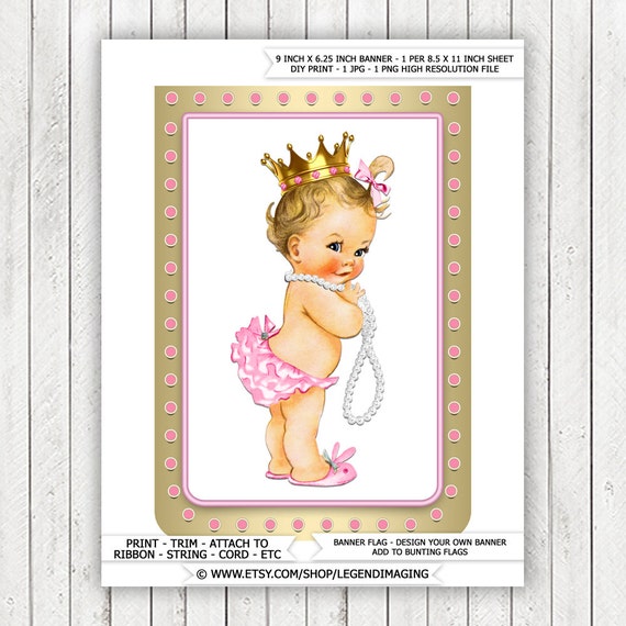 Triangular Bunting Princess Design Girl Pink Princess Party Decoration Home Fun