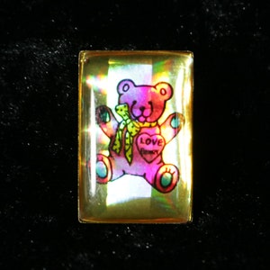 Vintage LOGO PIN, Miniature Toys, Love Teddy Pin, Teddy hologram pin, enamel pin, Pinback Button, Fan pin, Patche, Badge, Comic