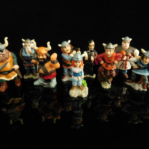 Vintage Toys, Collectible, WICKIE and the strong Vikings incl. BPZ, Complete Series of 9 Figures, Vintage KINDER Surprise Figurines