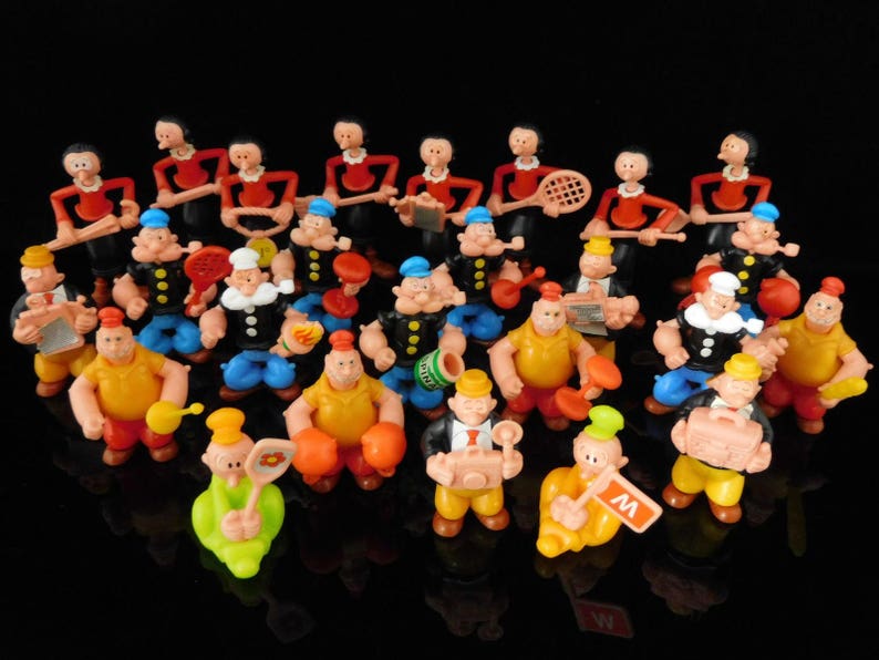 Juguetes Vintage, Popeye y Amigos, Olive Oyl, Brutus, Wimpy, Serie Completa, 25 Figuras Sorpresa KINDER Vintage / Colección roja MUY RARA imagen 1