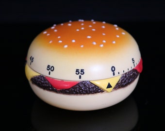 マクドナルド MCタイム 貯金箱 時計 ハンバーガー 1988 ハッピ I424 バーガータイマー、ビンテージマクドナルドのおもちゃ、レアな