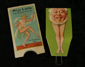 RARE Gentlemen game, Vintage Comedy Risque gag gift, joke article, MISS Lola - The famous Dancer, complete in original box, 1940s Toys 1