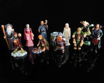 Brinquedos antigos, Colecionáveis, Senhor dos Anéis - Conjunto I, A Sociedade do Anel, Série completa de 10 figuras antigas.
