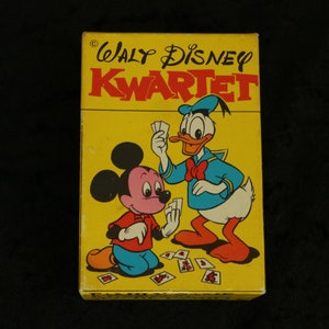 Gioco da tavolo, KWARTET, da collezione, vintage Disney gioco di carte, completo nel caso originale, carte originali, vecchio gioco di carte 1980