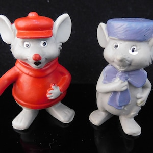 Vintage Toys, Collectible, Bernhard and Bianca mouse police, Vintage Walt Disney Gummi Figurine, gift for kids, school beginner