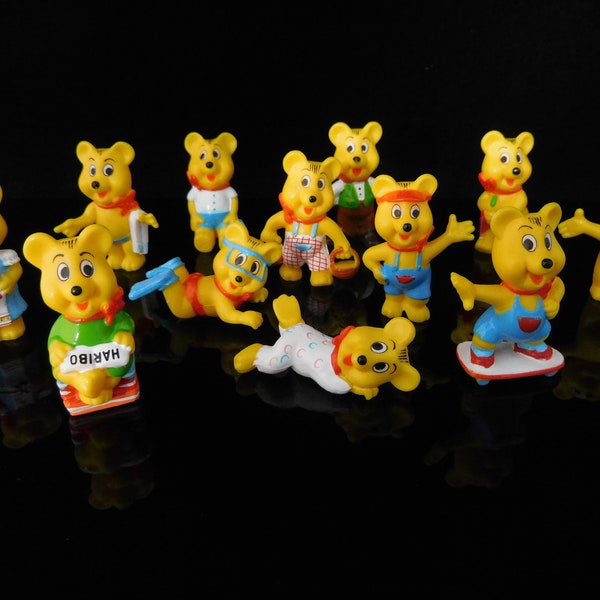 Vintage HARIBO Bear set, Miniature Toys, Promotion Figures, complete collection from 1995 // Haribo cake topper, bear cake topper, gold bear