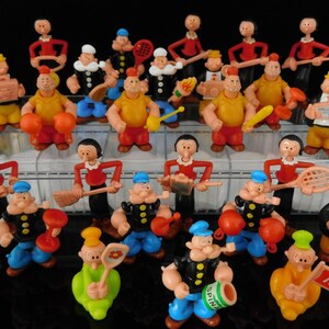 Juguetes Vintage, Popeye y Amigos, Olive Oyl, Brutus, Wimpy, Serie Completa, 25 Figuras Sorpresa KINDER Vintage / Colección roja MUY RARA imagen 2