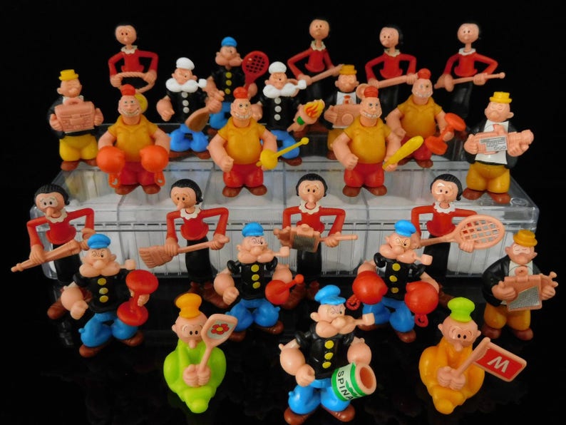 Juguetes Vintage, Popeye y Amigos, Olive Oyl, Brutus, Wimpy, Serie Completa, 25 Figuras Sorpresa KINDER Vintage / Colección roja MUY RARA imagen 2