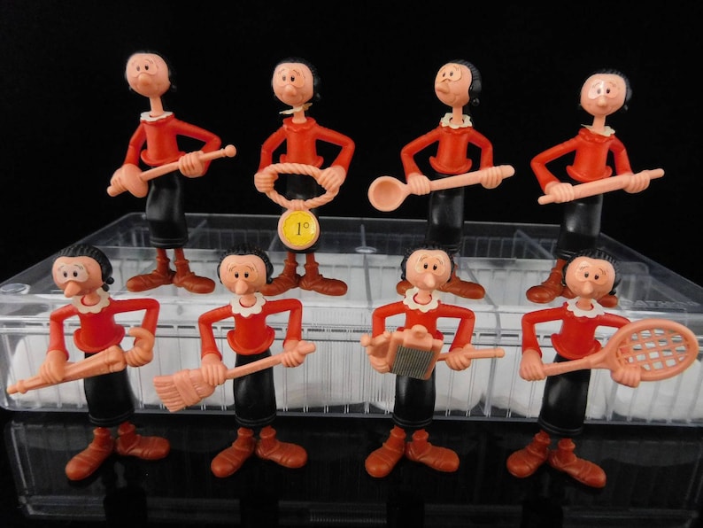 Juguetes Vintage, Popeye y Amigos, Olive Oyl, Brutus, Wimpy, Serie Completa, 25 Figuras Sorpresa KINDER Vintage / Colección roja MUY RARA imagen 7