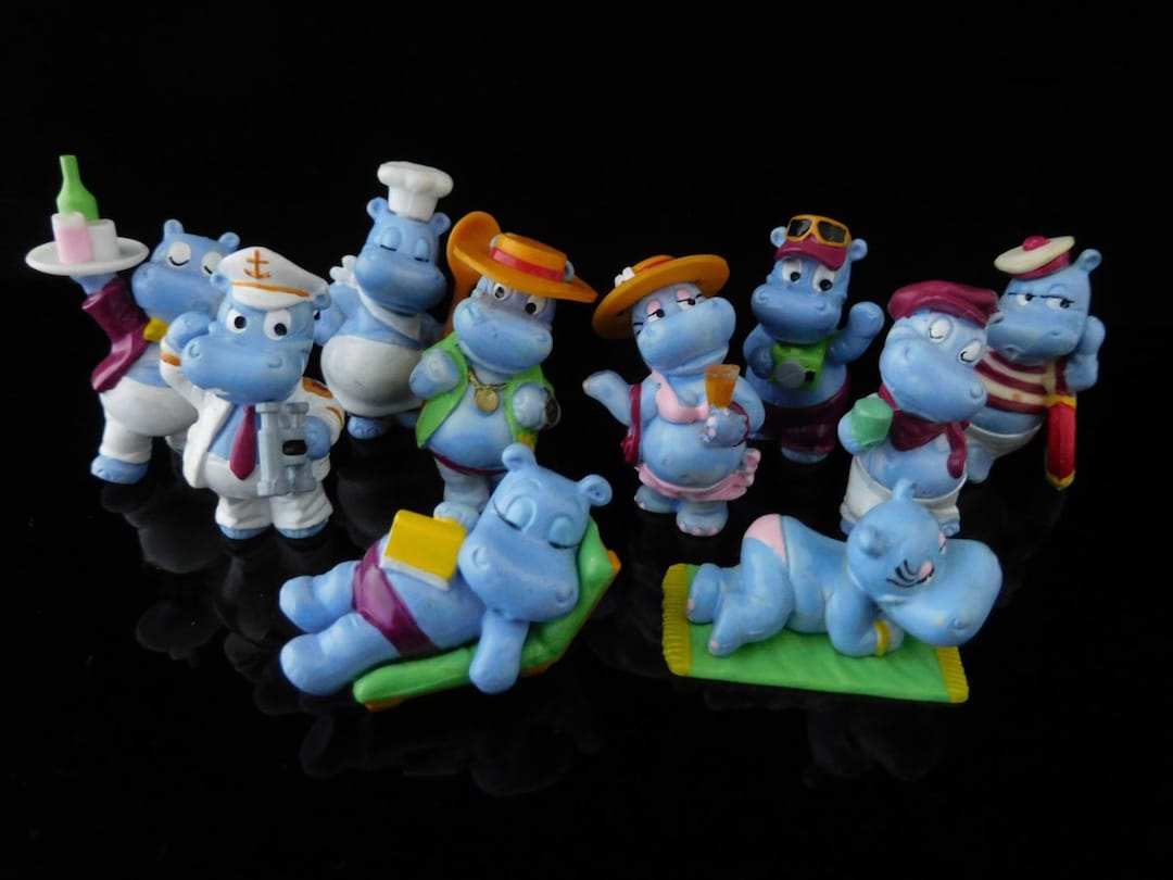 Vintage Toys, Collectible, Happy Hippos Cruise, Cook, Chef, Sailor, Seaman,  Jack, Complete Series of 10 Figures, KINDER Surprise Figurines