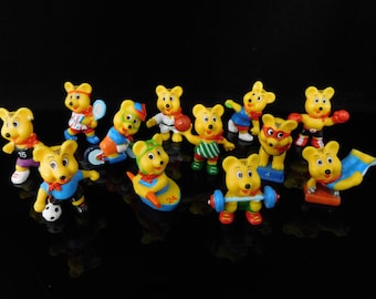 Vintage HARIBO Bear set, Miniature Toys, Promotion Figures, complete SPORT collection // Haribo cake topper, bear cake topper, gold bear
