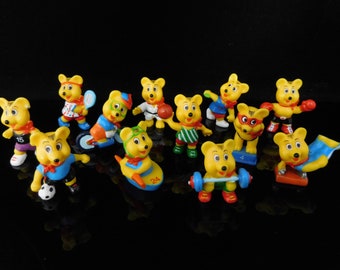 Vintage HARIBO Bear set, Miniature Toys, Promotion Figures, complete SPORT collection // Haribo cake topper, bear cake topper, gold bear