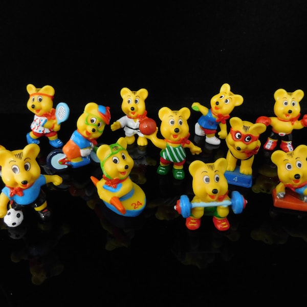 Vintage HARIBO Bear set, Miniature Toys, Promotion Figures, complete SPORT collection // Haribo cake topper, bear cake topper, gold bear