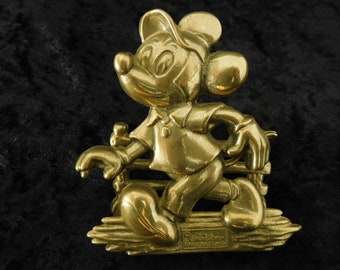 Vintage zabawki, kolekcjonerskie, Walt Disney Mickey Mouse mosiądz list stojak, stojak na serwetki, prezent w stylu vintage, zabawki metalowe, Vintage metalowa Myszka Miki