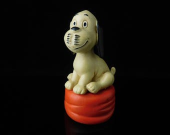Vintage Toys, Collectible, LORIOT, Wum the Dog, Vintage Rubber Figurine, gift for dog fan, Snoopy