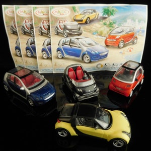 ヴィンテージおもちゃ、コレクター、SMART カー、ミニチュア SMART カー 4 個セット、ミニチュアカー、コンプリートシリーズ、ヴィンテージ KINDER サプライズ