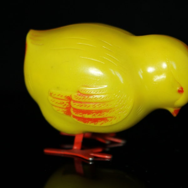 Rare antique mechanical toys, CHICK, collectible tin toy, wind-up clockwork toys, miniature tin toy / Made in Germany, 1950s