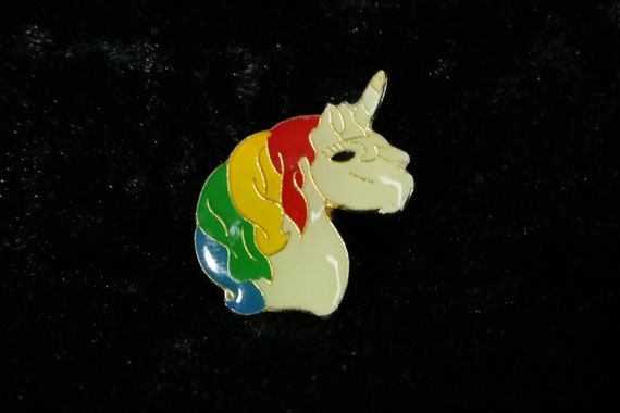 Vintage LOGO PIN, Badge, wonderful white unicorn … - image 1