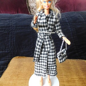 Vintage Toys, Collectible BARBIE Doll with black white square coat & handbag, original from 1966