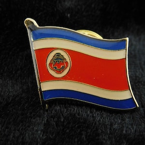 Vintage LOGO PIN, Miniature Toys, Costa Rica flag, enamel pin, Pinback Button, Pins, Clip Art, Comic, North America flag pin, gift, football
