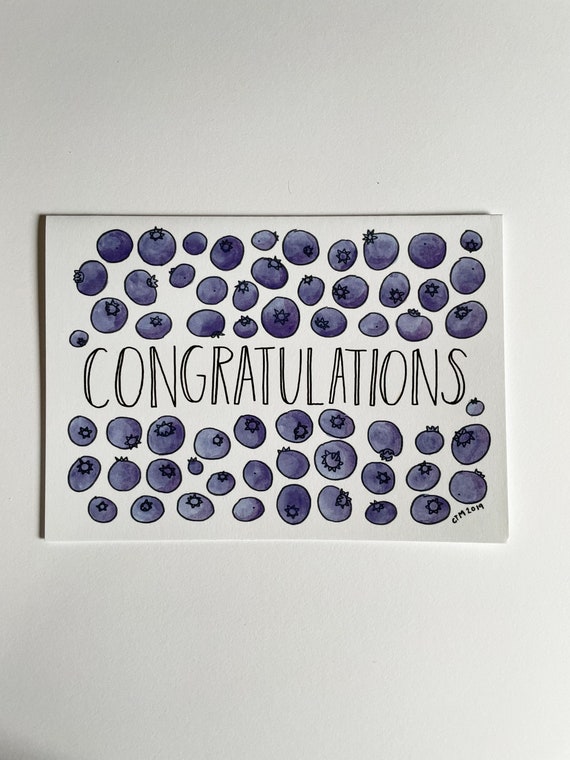 Blueberry Congratulations Greeting Card, 5 x 7 (A7), blank inside