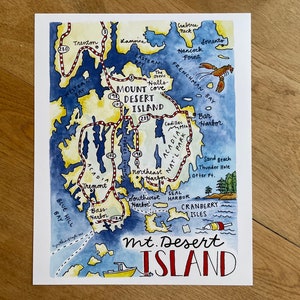 Mt. Desert Island Maine Illustrated Map, 8x10 inches