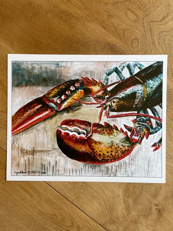 Maine Lobster Art Print, 8 x 10 inches