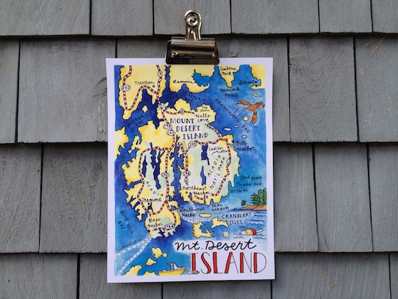 Mt. Desert Island Maine Illustrated Map, 8x10 inches