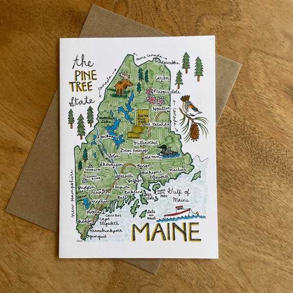 State of Maine Greeting Card, 5 x 7 (A7), blank inside