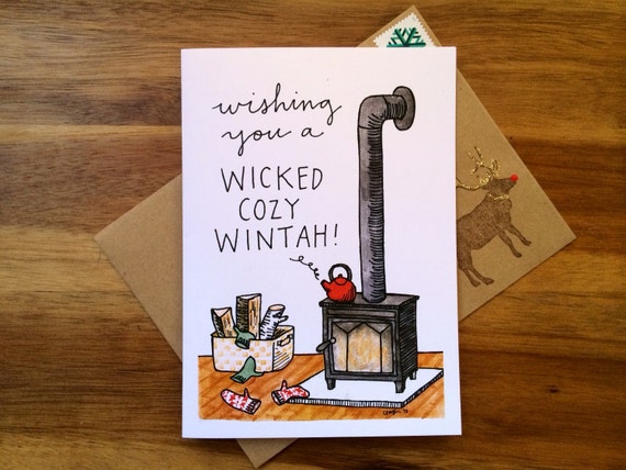 Cozy Wood Stove Cards, 5 x 7 (A7), blank inside