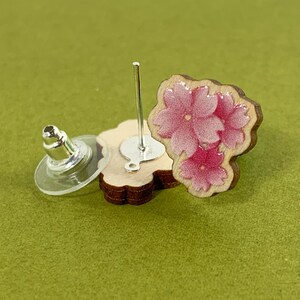Wooden Cherry Blossom Earrings | 1/2 Inch Floral Earrings