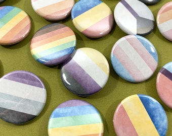 LGBT+ Pride Pin Back Buttons | Watercolor Badges