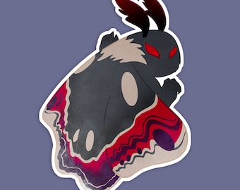 May include: A black and red moth with large, red eyes and a white spot on its body. The moth has a detailed, patterned wing design.