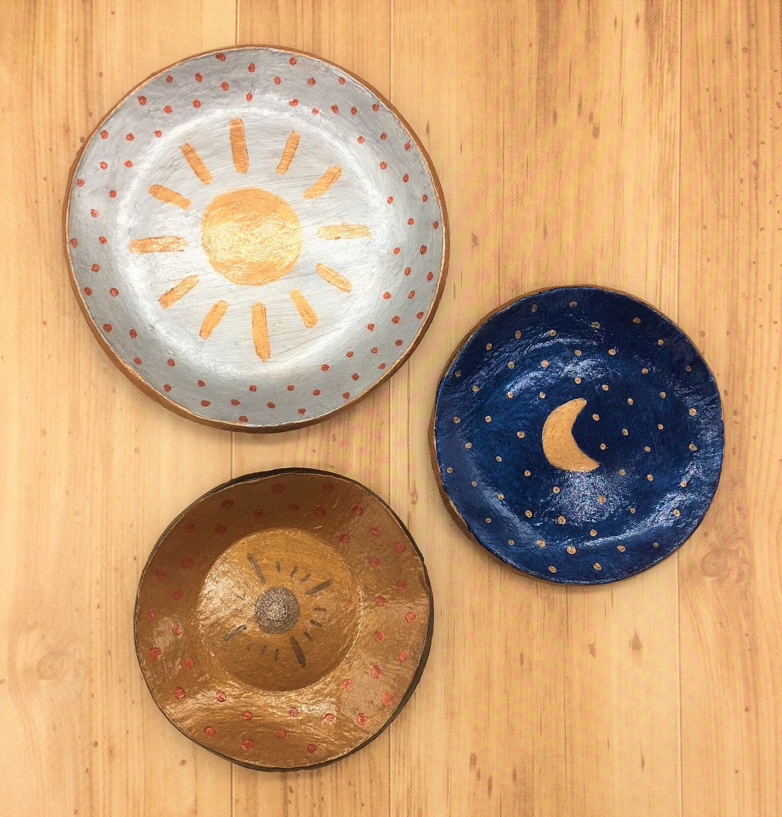 Celestial Trinket Dishes Clay Trinket Dish Moon Dish Sun Etsy