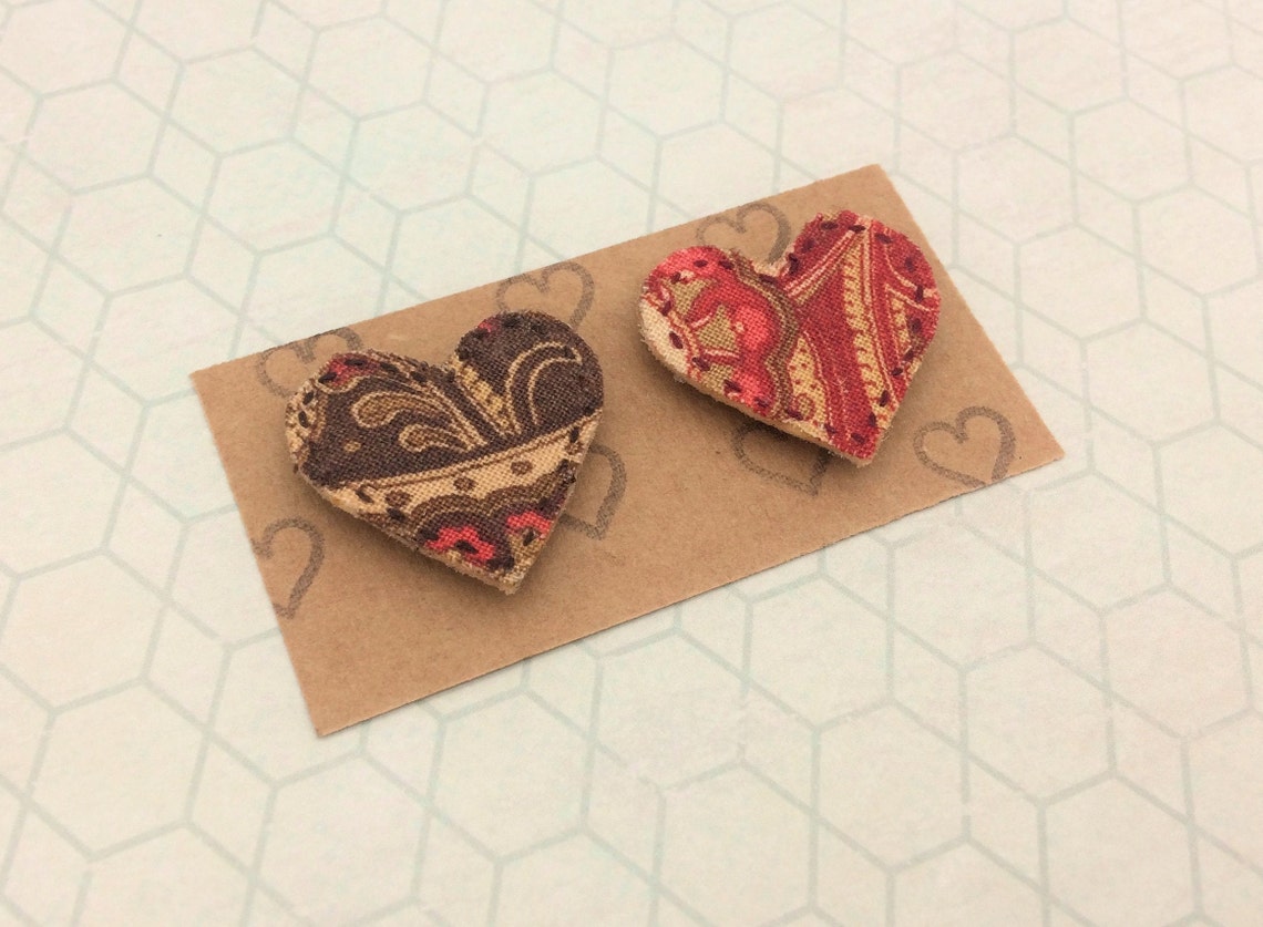 Heart Set of 2 Patterned Heart Fun Etsy