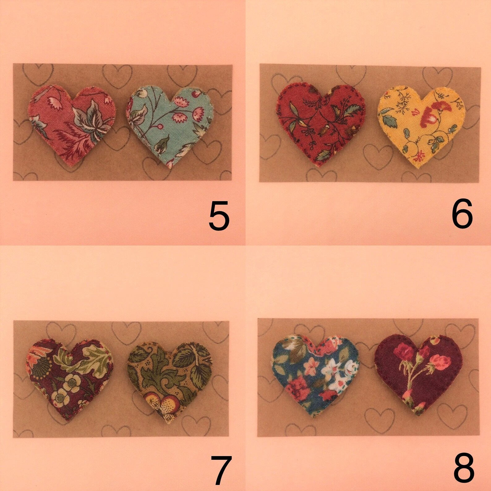 Heart Set of 2 Patterned Heart Fun Etsy