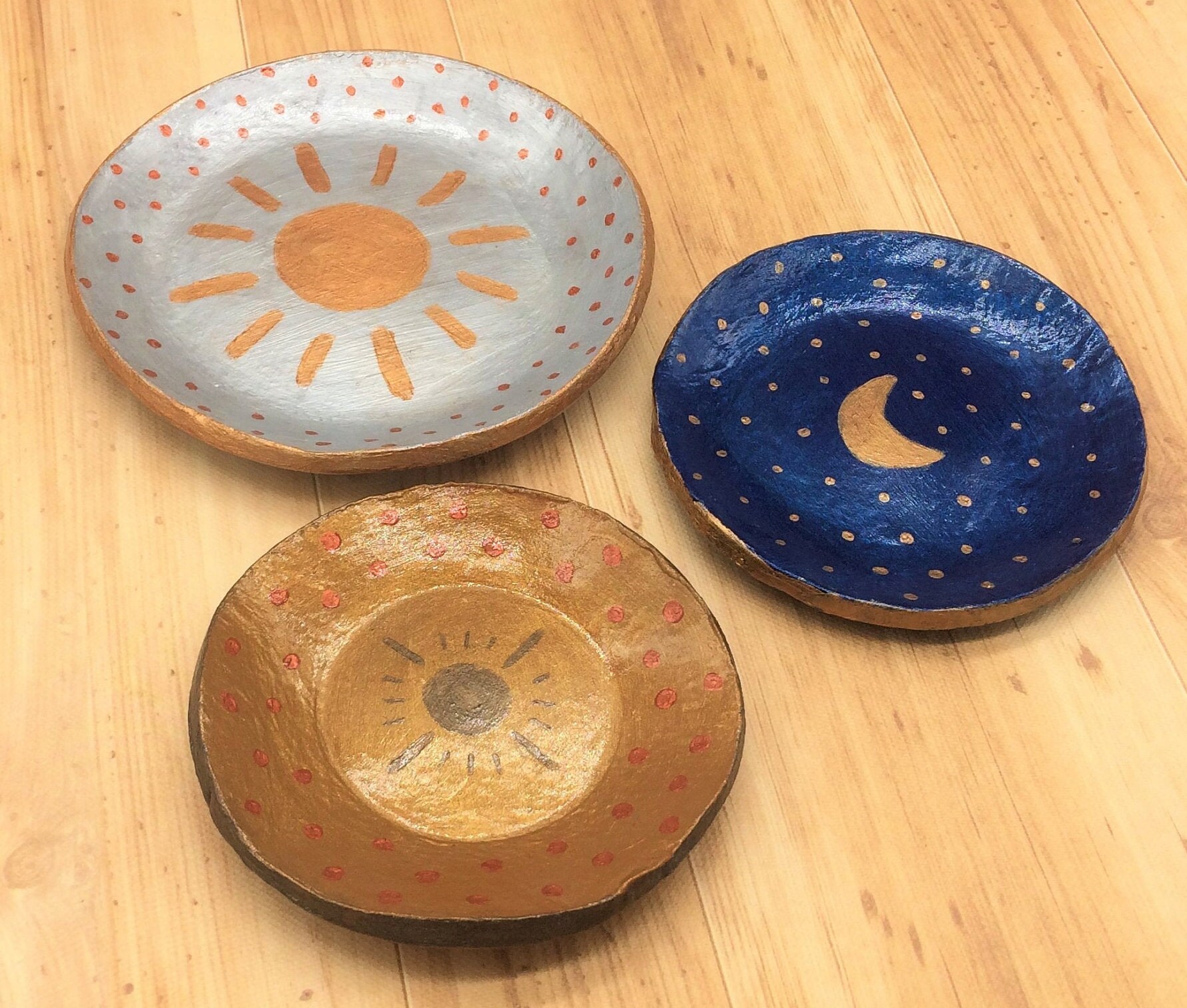 Celestial Trinket Dishes Clay Trinket Dish Moon Dish Sun Etsy
