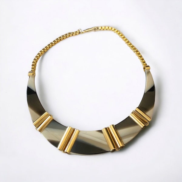 LANVIN Paris, Vintage Hippie Chic Necklace, Horn Imitation,